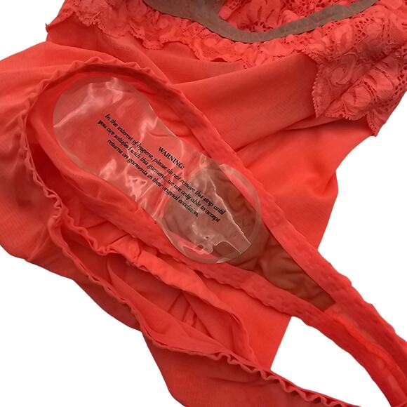 Free People We Are HAH Bust Out Bodysuit in Fried Salmon Lace Mesh Hook Back NEW - Picture 5 of 8